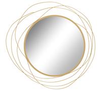 HOMCOM Metal Wall Art 65cm Modern Decorative Mirror Decor Hanging Home Wall Sculptures for Living Room Bedroom Dining Room, Gold