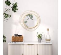 Homcom Metal Wall Art 65Cm Round Mirror For Living Room Dining Room In Gold Gold