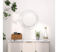 HOMCOM Metal Wall Art 65cm Round Mirror for Living Room Dining Room in Silver HOMCOM Silver