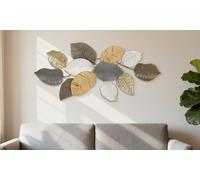 HomCom Metal Wall Art Decor - Gold and Silver Textured Wall Hanging