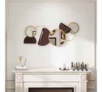 HOMCOM Metal Wall Art, Modern Decorative Mirror Decor, Hanging Home Wall Decoration for Living Room Bedroom Dining Room, Gold Tone