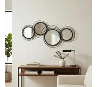 HOMCOM Metal Wall Art Decorative Mirror Decor Modern Wall Sculpture, Black