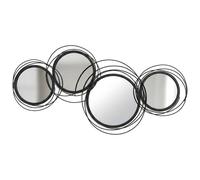 Homcom Metal Wall Art Decorative Mirror Decor Modern Wall Sculpture, Black Black