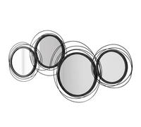 HOMCOM Metal Wall Art 56Cm Modern Decorative Mirror Decor, Black, Black