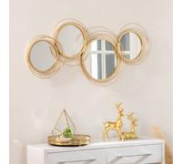 HOMCOM Metal Wall Mirrors, 107cm Modern Decorative Gold Mirror Decor Hanging, Home Wall Sculptures for Living Room Bedroom Dining Room