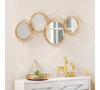 HOMCOM Metal Decorative Wall Art Mirror - Gold