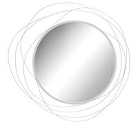 HOMCOM Metal Wall Mirror, 65cm Modern Decorative Silver Mirror Decor Hanging, Home Wall Sculptures for Living Room Bedroom Dining Room