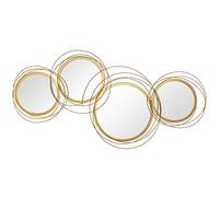 HOMCOM Metal Wall Mirrors, 107cm Modern Decorative Gold Mirror Decor Hanging, Home Wall Sculptures for Living Room Bedroom Dining Room