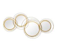 HOMCOM Metal Wall Mirrors, 107cm Modern Decorative Gold Mirror Decor Hanging, Home Wall Sculptures for Living Room Bedroom Dining Room