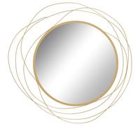 Homcom Metal Wall Art 65Cm Round Mirror For Living Room Dining Room In Gold Gold