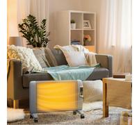 HOMCOM Mica Electric Space Heater, Portable Heater for Home with 2 Heat Settings, Living Room, Study, Garage, Adjustable Temperature 18-30°C, 1000W/2000W, Grey