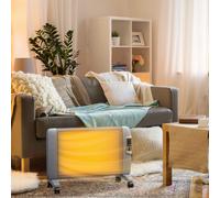 HOMCOM Mica Electric Space Heater, Portable Heater for Home with 2 Heat Settings, Living Room, Study, Garage, Adjustable Temperature 18-30°C, 1000W/2000W, Grey