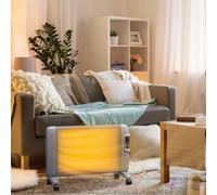 HOMCOM Mica Electric Space Heater, Portable Heater for Home with 2 Heat Settings, Living Room, Study, Garage, Adjustable Temperature 18-30°C, 1000W/2000W, Grey