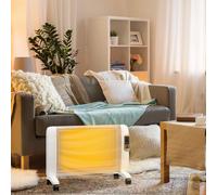 HOMCOM Mica Electric Space Heater, Portable Heater for Home with 2 Heat Settings in White HOMCOM White