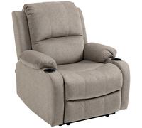 HOMCOM Microfibre Recliner Armchair, with Adjustable Leg Rest, Cup Holder, Cat Scratch Resistant Fabric, for Home Living Room, Brown