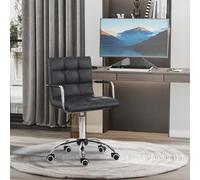 Homcom Mid Back Home Office Chair Swivel Computer Chair With Armrests, Black