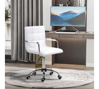 HOMCOM Mid Back Home Office Chair Swivel Computer Chair with Armrests, White