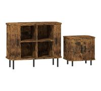 HOMCOM Mid-Century Sideboard Cabinet, Nightstand, Accent Console with Tambour Doors, Rustic Brown