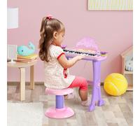 HOMCOM Mini Battery Organ Piano Microphone Stool 32 Key Keyboard Kids Toy
