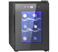 HOMCOM Six Bottle 8-18 degrees C Countertop Wine Fridge - Black, none