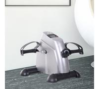 HOMCOM Mini Exercise Bike, Portable Pedal Exerciser, Under Desk Bike with LCD Display for Legs and Arms Training, Silver Tone Silver