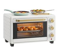 HOMCOM Mini Oven, 21L Countertop Electric Grill, Toaster Oven with Adjustable Temperature, Timer, Baking Tray and Wire Rack, 1400W, White
