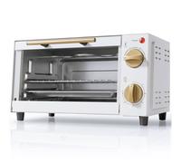 HOMCOM Mini Oven, 9L Countertop Electric Grill, Toaster Oven with Adjustable Temperature and Timer, 750W, White