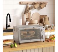 HOMCOM Mini Oven 9L Countertop Electric Grill with Temp Timer Control 750W Silver, none