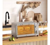 HOMCOM Mini Oven 9L Countertop Electric Grill with Temp Timer Control 750W Silver, none