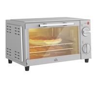 Homcom Mini Oven 9L Countertop Electric Grill W/ Temp Timer Control 750W In Silver Silver
