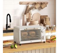 HOMCOM Mini Oven 9L Countertop Electric Grill W/ Temp Timer Control 750W Cream | TJ Hughes