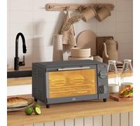 HOMCOM Mini Oven 9L Countertop Electric Grill with Temp Timer Control 750W Grey, none