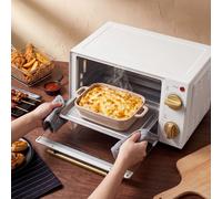HOMCOM Mini Oven 9L Toaster Oven with Adjustable Temperature 750W White | Countertop Electric Grill, Timer, Dishwasher Safe Baking Tray, Wire Rack
