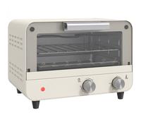 HOMCOM Mini Oven, Small Toaster Oven with Glass Door, Adjustable Temperature and Timer, Accessory Included, 750W, Cream White