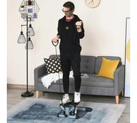 HOMCOM Mini Stepper Step Machine w/ Cushion Mat for Leg Arm Full Body Training - Black and Silver Grey - 56cm(L) x 50cm(W) x 21cm(H)