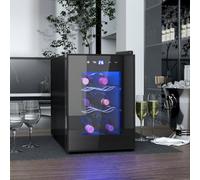 Homcom Mini Wine Fridge, 6 Bottle, With Glass Door, Touch Screen