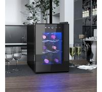 Homcom Mini Wine Fridge, 6 Bottle, With Glass Door, Touch Screen In Black Black One Size