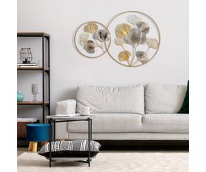 Homcom Minimalist Metal Wall Art Ginkgo Leaves Hanging Wall Sculpture, Gold