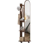 HOMCOM Mirror Storage Unit Mirror Storage Unit Particle Board, Tempered Glass 50 x 50 x 167 cm Brown