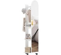 HOMCOM Mirror Storage Unit Mirror Storage Unit Particle Board, Tempered Glass 50 x 50 x 167 cm White