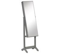 HOMCOM Mirrored Jewellery Cabinet Lockable Jewellery Organiser for Bedroom Grey | TJ Hughes