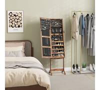 Homcom Mirrored Jewellery Cabinet W/ Led Light Lockable Jewellery Rustic Brown Brown One Size