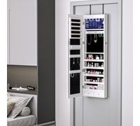HOMCOM Mirrored Jewellery Storage Cabinet Door Mounted Wall mounted in White HOMCOM White