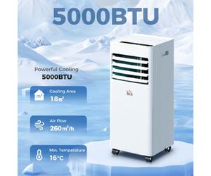 Homcom Mobile Air Conditioner White W/ Remote Control Cooling Ventilating 557W