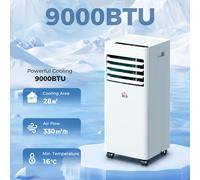 HOMCOM Portable Air Conditioner 9000 BTU, 4-in-1 Cooling, Dehumidifier, Fan, Sleep Mode, Air Conditioning Unit with Digital Display & Remote Control, 24H Timer, Window Venting Kit, for Room up to 28㎡