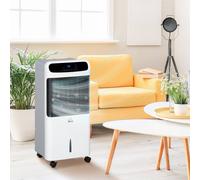 HOMCOM Mobile Air Cooler Fan Evaporative Ice Cooling Humidifier in White HOMCOM White