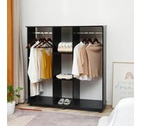 Homcom Mobile Double Open Wardrobe W/ Clothes Hanging Rail Colthing Black
