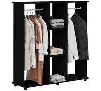 Homcom Mobile Double Open Wardrobe W/ Clothes Hanging Rail Colthing Black Black