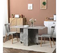 Homcom Mobile Drop Leaf Dining Table Folding Desk W/ 2 Wheels Cement Grey