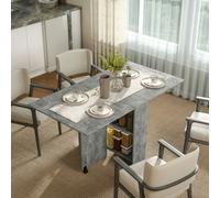 HOMCOM Mobile Drop Leaf Dining Table Folding Desk w/ 2 wheels - Grey